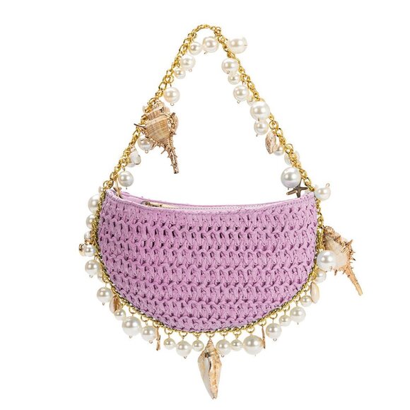 Melie Bianco Purple Sea Shell Clutch Handbag - Picture 1 of 12